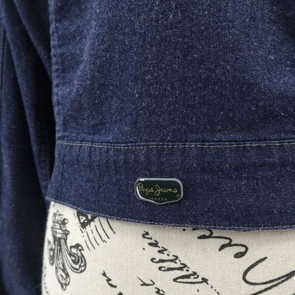 Y2K Pepe Jeans London Cropped Jacket Womens Medium Blue Metallic Thread Sparkle - Picture 7 of 14